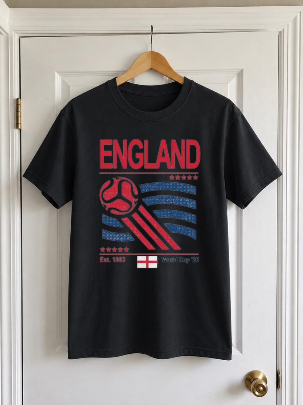 Vintage England Graphic Soccer T‑Shirt Unisex Size L Black